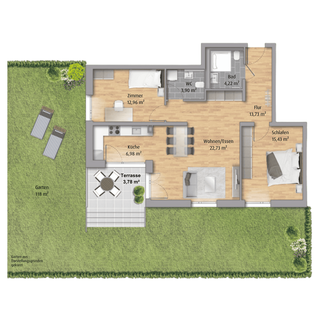 3-Zimmer-Wohnung in Köngen mit ca. 83 m² inkl. Terrasse & Garten (A.02)