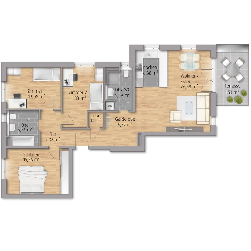 Großzügige 4-Zimmer-Wohnung mit Balkon in Winnenden-Höfen (A1.08)