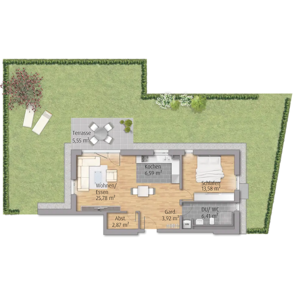 2-Zimmer-Terrassenwohnung mit Garten in Winnenden (A4.35)