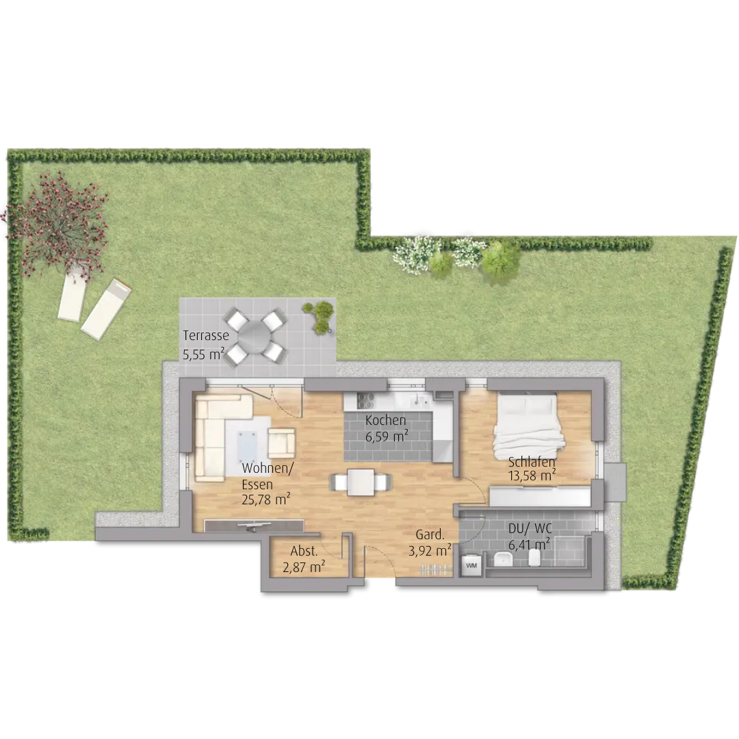 2-Zimmer-Terrassenwohnung mit Garten in Winnenden (A4.35)