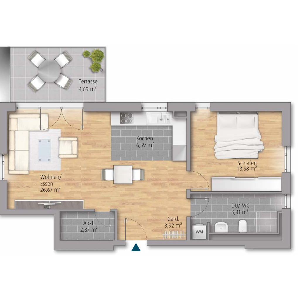 Moderne 2-Zimmer-Wohnung in Winnenden mit Balkon (A4.39)